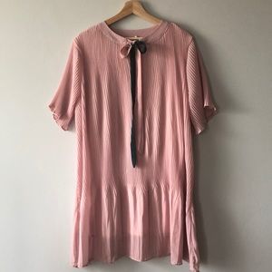 Pink Pleated Chiffon Style Dress